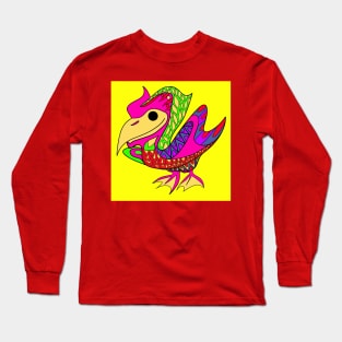 pelican shore bird in mayan ecopop pattern Long Sleeve T-Shirt